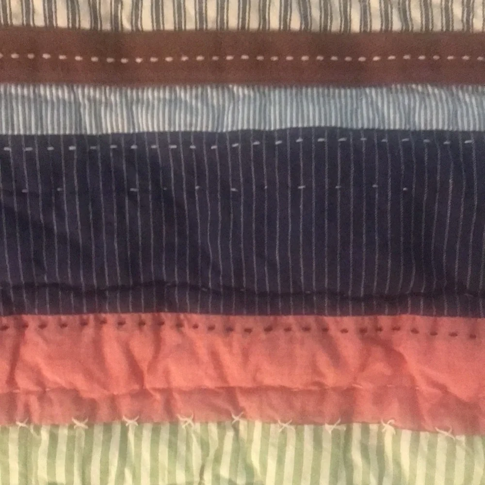 Pottery Barn Kids Striped & Gingham Patchwork Euro Pillow Sham Blue Red Green